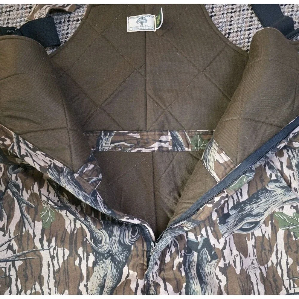 Vintage Mossy Oaks Overalls Mens XXL Brown Treestand Camo Bibs 0144 USA